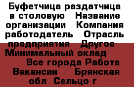 Буфетчица-раздатчица в столовую › Название организации ­ Компания-работодатель › Отрасль предприятия ­ Другое › Минимальный оклад ­ 17 000 - Все города Работа » Вакансии   . Брянская обл.,Сельцо г.